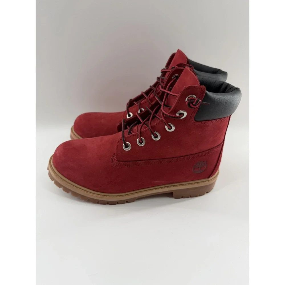 Timberland Boots Boys 5.5 US Red Suede Nubuck 6 Inch Premium Waterproof Hiking